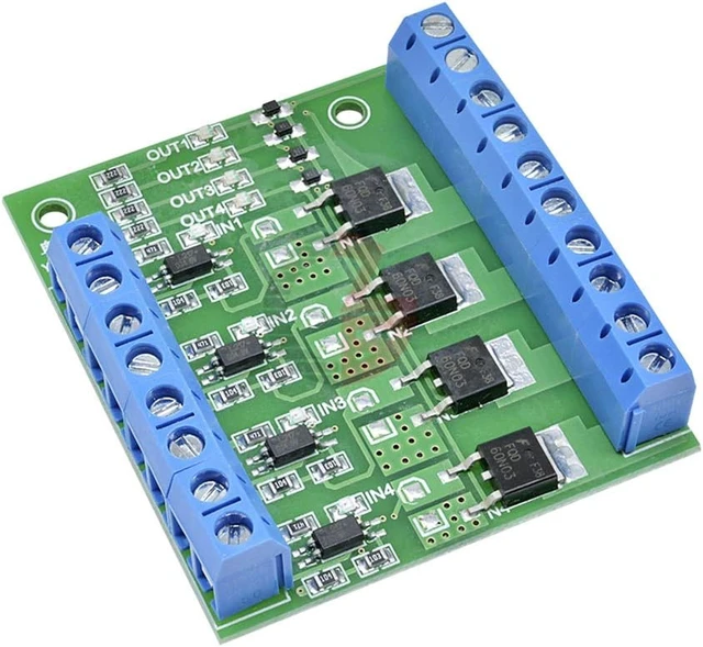 Alt view image 4 of 6 - 2 pack MOSFET Trigger Switch 4 Channel Drive Module 400W
DC 3.7-27V 10A, Large Power, PWM Adjustment, Electronic Switch Control Board