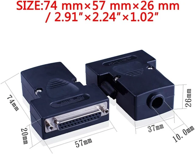 Alt view image 4 of 7 - 2PCS DB25 Solderless RS232 Serial to 25 pin Terminal Female Adapter D-SUB Port Connector, Breakout Board, with Case Long Bolts Tail Pipe, 2PCS Female