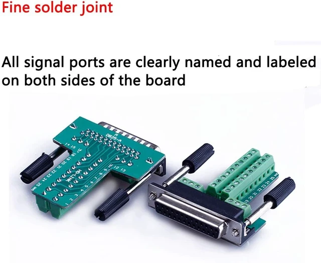 Alt view image 3 of 7 - 2PCS DB25 Solderless RS232 Serial to 25 pin Terminal Female Adapter D-SUB Port Connector, Breakout Board, with Case Long Bolts Tail Pipe, 2PCS Female