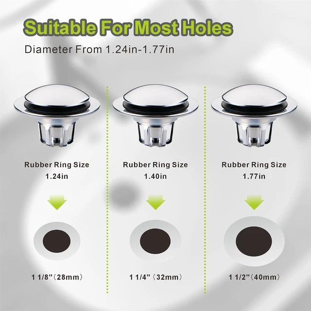 Alt view image 5 of 5 - Pop Up Bathroom Sink Drain Stopper Hair Catcher - Chrome 2 Pack