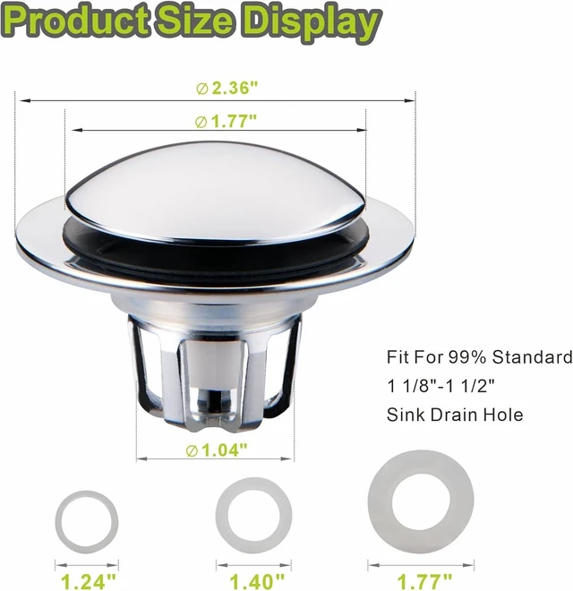 Alt view image 2 of 5 - Pop Up Bathroom Sink Drain Stopper Hair Catcher - Chrome 2 Pack