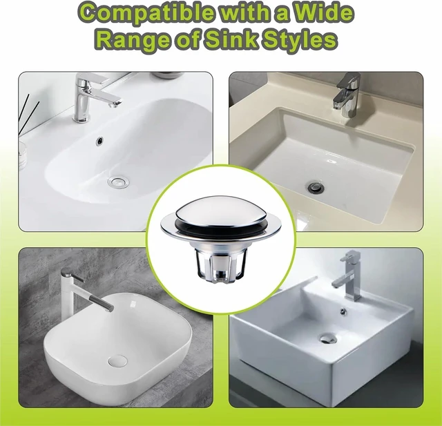 Alt view image 4 of 5 - Pop Up Bathroom Sink Drain Stopper Hair Catcher - Chrome 2 Pack
