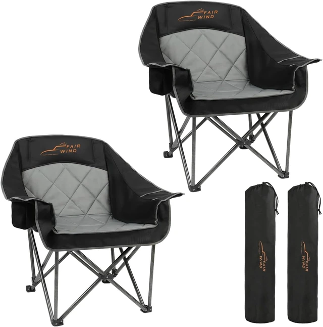 Main image of 2 Pack XL Oversized Padded Camping Chair Heavy Duty for Adults | Extra-Wide Seat, 4-Layer Filling Fabric,Convenient Storage,Large Bag,Up to 500 LBS,Portable for Outdoor,Campfire,Road Trip