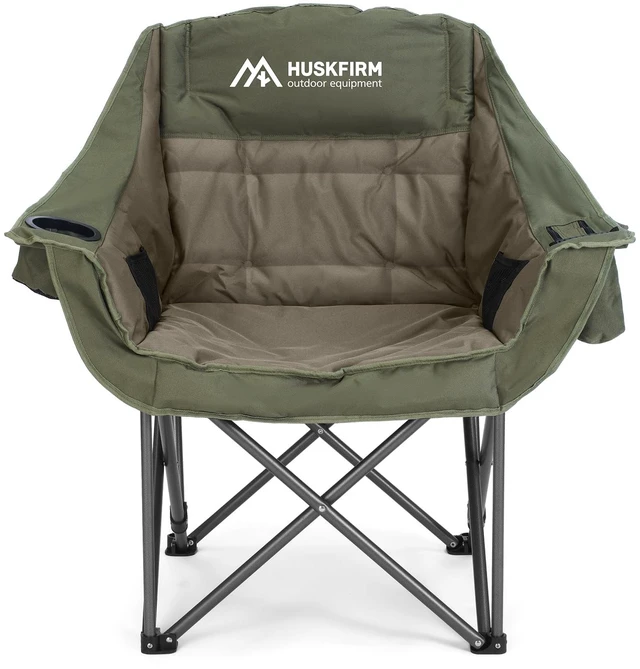 Main image of Oversized Camping Chair,Padded Camping Chairs Support 450LBS, Green | Heavy-Duty Foldable Camping Chairs with Cup Holder and Cooler Bag Portable Lawn Chair for Sports