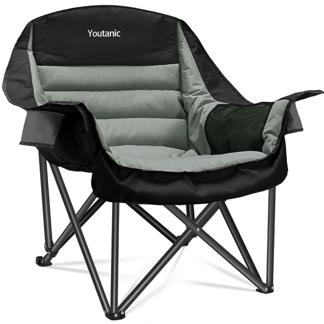 Main image of Oversized Camping Chair, Portable Folding Camping Chairs | with Side Pocket, Cup Holder and Carry Bag, Heavy Duty Outdoor Camping Chairs for Adults, Fishing, Sports, Trip, up to 400lbs