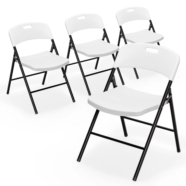 Main image of Folding Chairs, Plastic Foldable Chair, Capacity up to 350 lbs, Portable Seating for Indoor Outdoor Events Parties Camping Work School Commercail (4, White)
