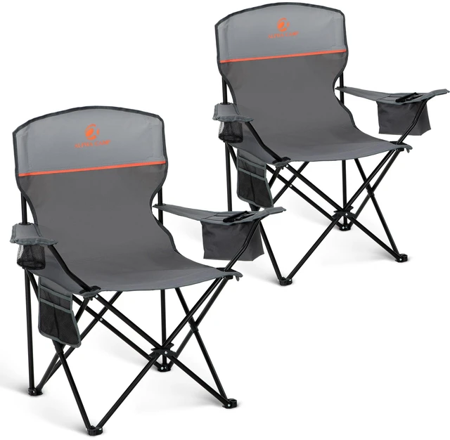 Main image of 2 Pack Folding Camping Chairs Outdoor Lawn Chair Support 250lbs Gray | Lightweight Portable Camp Chairs for Adults, Sports Collapsible Chair for Camping, Tailgates, Beach