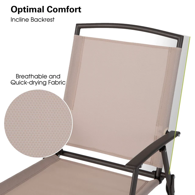 Alt view image 4 of 7 - Set of 2 Patio Folding Chairs - Outdoor Sling Chairs with Armrests and Rustproof Steel Frame, Patio Dining Chairs with Breathable Fabric for Garden, Backyard Poolside Indoors, No Assembly