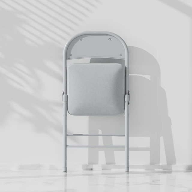 Alt view image 3 of 7 - Folding Chairs Set for Office, Indoor Outdoor, Neutral Grey | 4 Pack, Comfortable Padded Seat & Backrest with Steel Frame