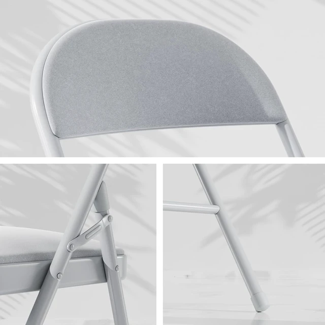 Alt view image 4 of 7 - Folding Chairs Set for Office, Indoor Outdoor, Neutral Grey | 4 Pack, Comfortable Padded Seat & Backrest with Steel Frame