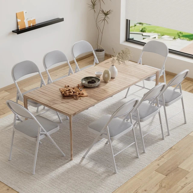 Alt view image 6 of 7 - Folding Chairs Set for Office, Indoor Outdoor, Neutral Grey | 4 Pack, Comfortable Padded Seat & Backrest with Steel Frame