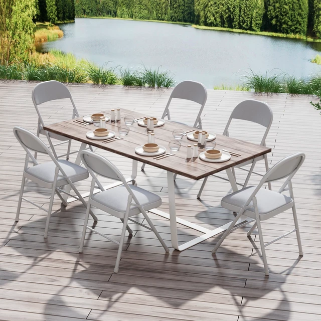 Alt view image 7 of 7 - Folding Chairs Set for Office, Indoor Outdoor, Neutral Grey | 4 Pack, Comfortable Padded Seat & Backrest with Steel Frame