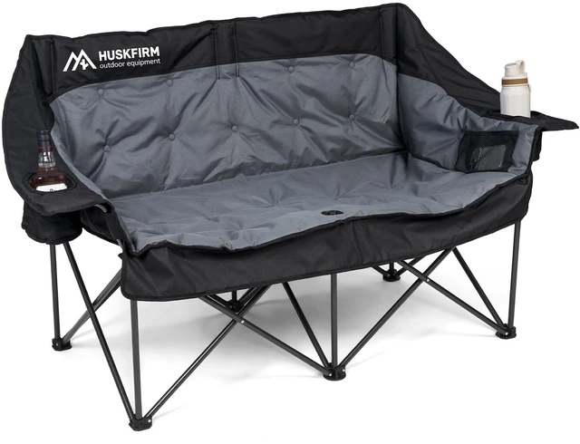 Main image of Oversized Double Camping Chair Padded Camping Chairs for Adults,Black | Folding Loveseat with Cup Holders and Side Pockets Heavy Duty Outdoor Lawn Chairs for Camping,Sports, Fishing,Beach