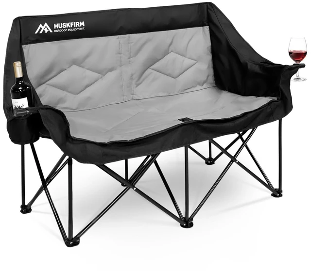 Main image of Oversized Double Camping Chairs for Adults, 2 Person Camping Chair, Black | Heavy Duty Outdoor Camping Couch with Cup Holders, Portable Folding Chair for Outside Lawn