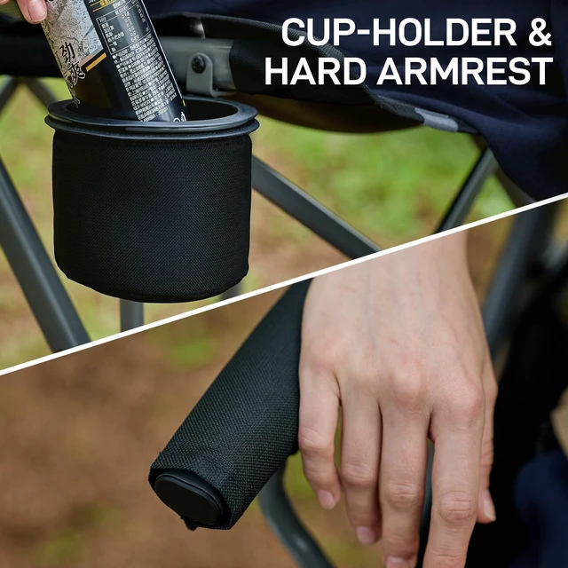 Alt view image 6 of 7 - Tall Directors Chair 31" Foldable Camping Mesh Black | Portable Camp Chair Sports with Cup Holder Mesh Pockets and Footrest, Heavy Duty
