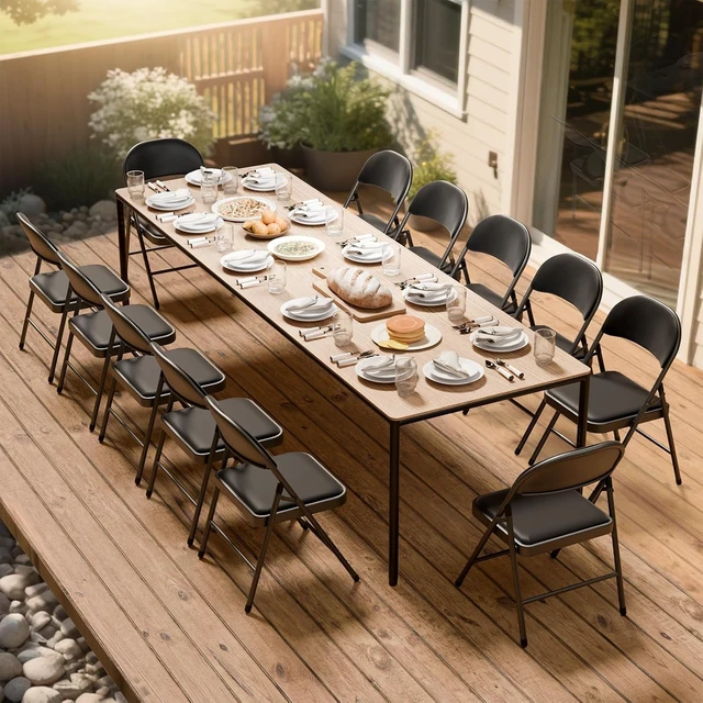 Alt view image 6 of 7 - 6 Pack Black Folding Chairs with Padded Cushion and Metal Frame,350lbs | Portable Stackable Commercial Seat Foldable Chairs with Steel Frame for Outdoor & Indoor Events Office Wedding Party