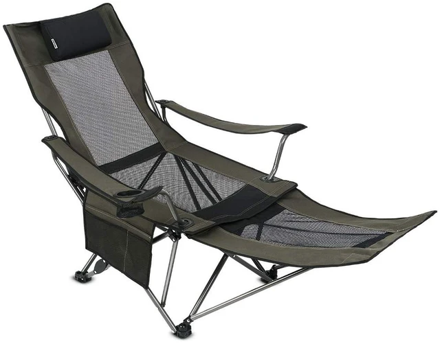 Main image of Camping Folding Portable Mesh Chair with Removabel Footrest
