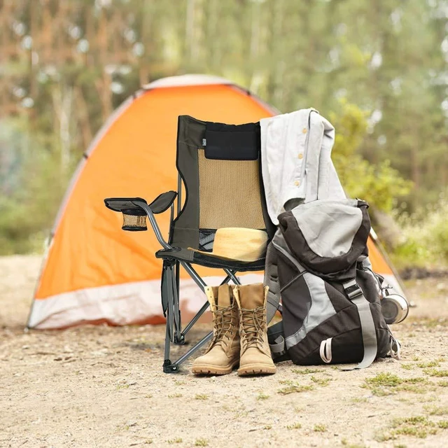 Alt view image 3 of 7 - Camping Folding Portable Mesh Chair with Removabel Footrest