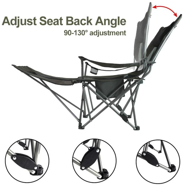 Alt view image 4 of 7 - Camping Folding Portable Mesh Chair with Removabel Footrest
