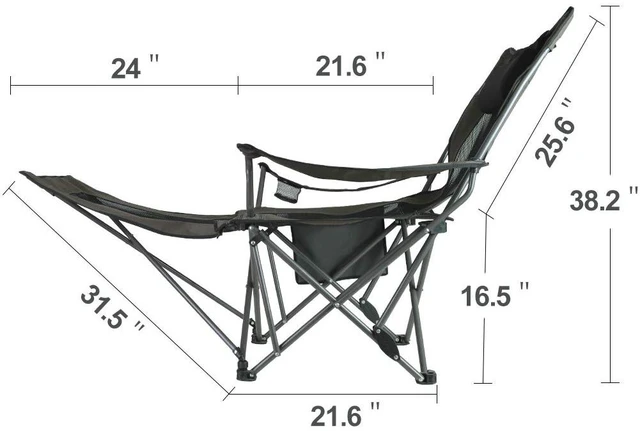 Alt view image 5 of 7 - Camping Folding Portable Mesh Chair with Removabel Footrest