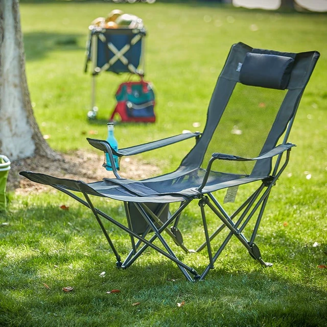 Alt view image 7 of 7 - Camping Folding Portable Mesh Chair with Removabel Footrest