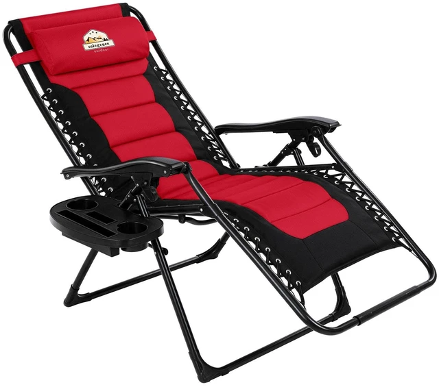 Main image of Oversized Zero Gravity Chair, 400-lb Capacity Recliner | 29" Wide Heavy Duty Foldable Anti-Gravity Reclining Lounge Chair with Cup Holder, Pillow for Patio, Lawn, Beach & Outdoor Use