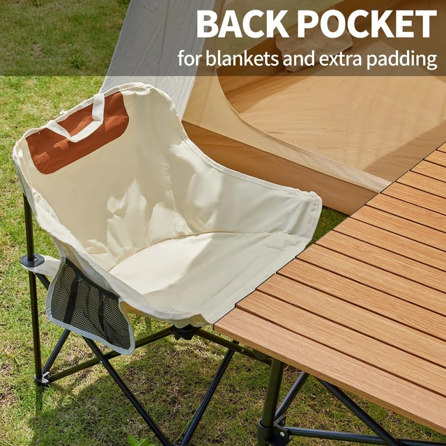 Alt view image 2 of 7 - 2 Pack Folding Camping Chair, Compact Camp Chair,Outdoor Lawn Portable Lightweight Backpacking Chair with Carrying Bag for Outdoor Camp,Travel,Beach,Picnic,Fishing, Hiking (Beige)