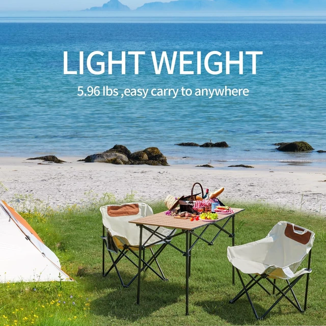 Alt view image 6 of 7 - 2 Pack Folding Camping Chair, Compact Camp Chair,Outdoor Lawn Portable Lightweight Backpacking Chair with Carrying Bag for Outdoor Camp,Travel,Beach,Picnic,Fishing, Hiking (Beige)