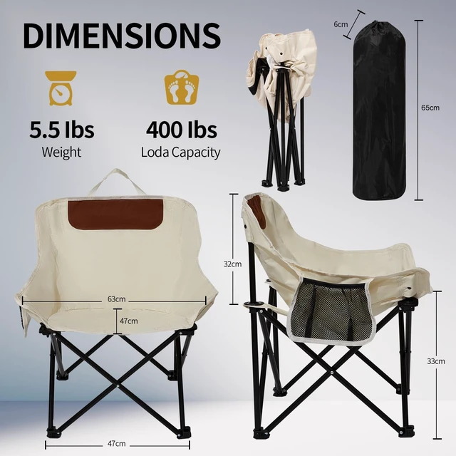 Alt view image 7 of 7 - 2 Pack Folding Camping Chair, Compact Camp Chair,Outdoor Lawn Portable Lightweight Backpacking Chair with Carrying Bag for Outdoor Camp,Travel,Beach,Picnic,Fishing, Hiking (Beige)