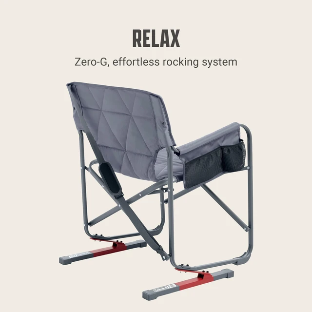 Alt view image 2 of 6 - Pro Rocker Chair, Easy & Fast Folding, 250lb Capacity, Mussel | Zero-Gravity Rocking System, Easy & Fast Folding, Supports up to 250 Pounds, Padded Armrests, Portable Design