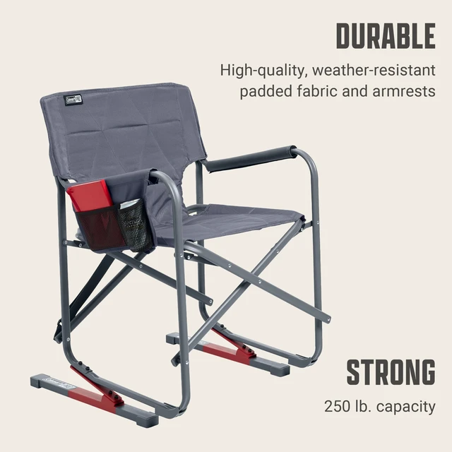 Alt view image 3 of 6 - Pro Rocker Chair, Easy & Fast Folding, 250lb Capacity, Mussel | Zero-Gravity Rocking System, Easy & Fast Folding, Supports up to 250 Pounds, Padded Armrests, Portable Design