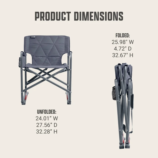 Alt view image 6 of 6 - Pro Rocker Chair, Easy & Fast Folding, 250lb Capacity, Mussel | Zero-Gravity Rocking System, Easy & Fast Folding, Supports up to 250 Pounds, Padded Armrests, Portable Design