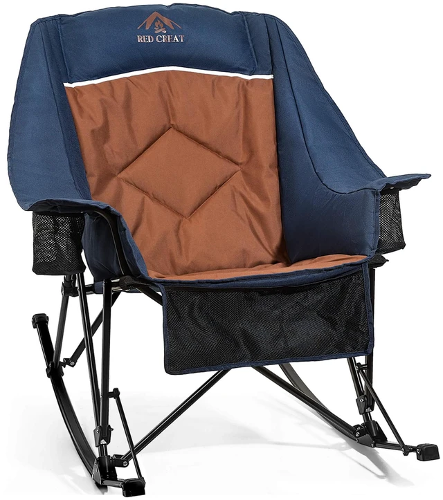 Main image of 400lbs Rocking Camping Chair Oversized Folding Rocker for Adults | High Back Padded Rocking Camp Chair with Cup Holders, Side Pockets & Carry Bag, Outdoor Comfort for Lawn, Sports & Camping