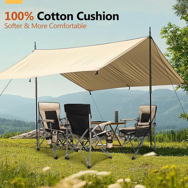 Alt view image 3 of 6 - Heated Camping Chair with 20,000 mAh Battery, Long-Lasting for 500 Mins, Fully Padded Heated Camp Chairs, Heavy Duty Folding Chairs for Winter Camping,RV Travel
