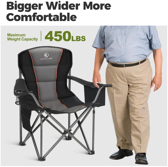 Alt view image 5 of 7 - Oversized Fully Padded Camping Chairs with Lumbar Support,2PC | Durable steel frame & Oxford fabric. Features 4-can cooler, 350lbs Capacity side pocket,Carry Bag,Cup HolderPocketfor Sand