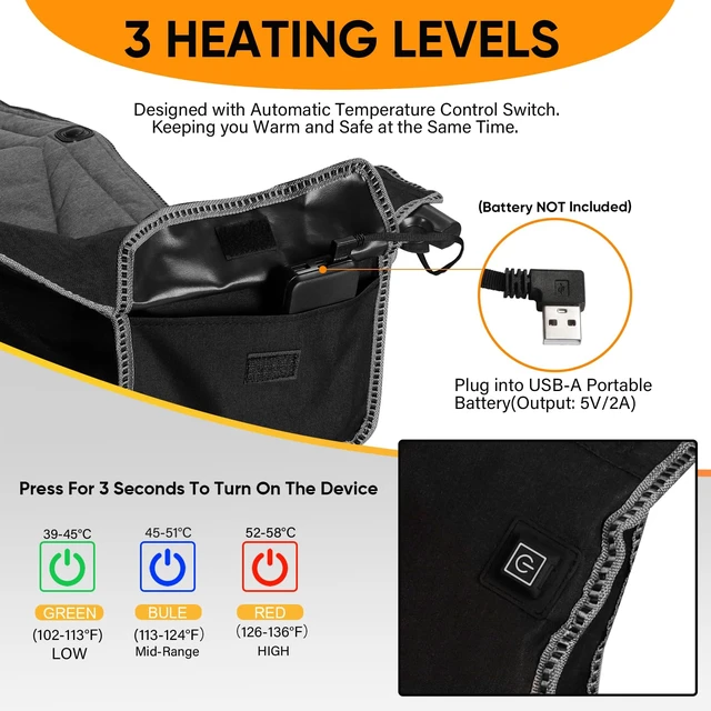 Alt view image 3 of 6 - Heated Folding Loveseat Camping Chair Portable Double Duo Full Padded Garden Chair for 2 Person w/ 2 Cup Holder,Wine Glass Holder,Mesh Storage (Battery NOT Included)