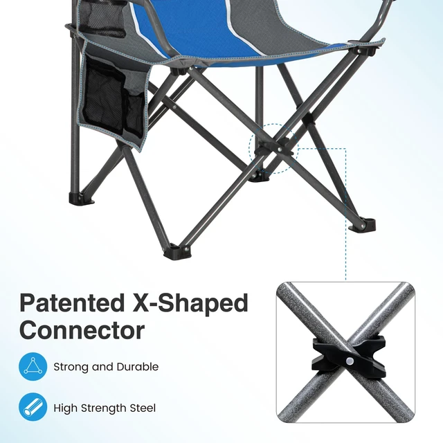 Alt view image 5 of 7 - Oversized Outdoor Folding Camping Chair Heavy Duty Arm Chairs | Padded Arm Chair with Cup Holder and Storage Bag, 350 LBS Weight Capacity