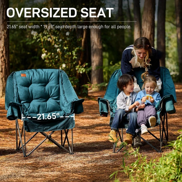 Alt view image 6 of 7 - XL Camping Chair with Detachable Cushion Support Green | Mesh Chair for Adults Foldable, Oversized Heavy Duty Folding Chair with Cooler Mesh Pocket Cupholder Outdoor Fishing