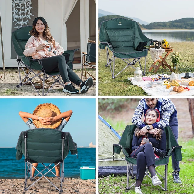 Alt view image 6 of 6 - Oversized Camping Chair, XL Padded Outdoor Sport Chair (One Green) | Outdoor Sports Chair, Lawn Chair, Soccer Chair, Wide, Thick, Heavy Duty 400 lb, Cooler, Cup Holder