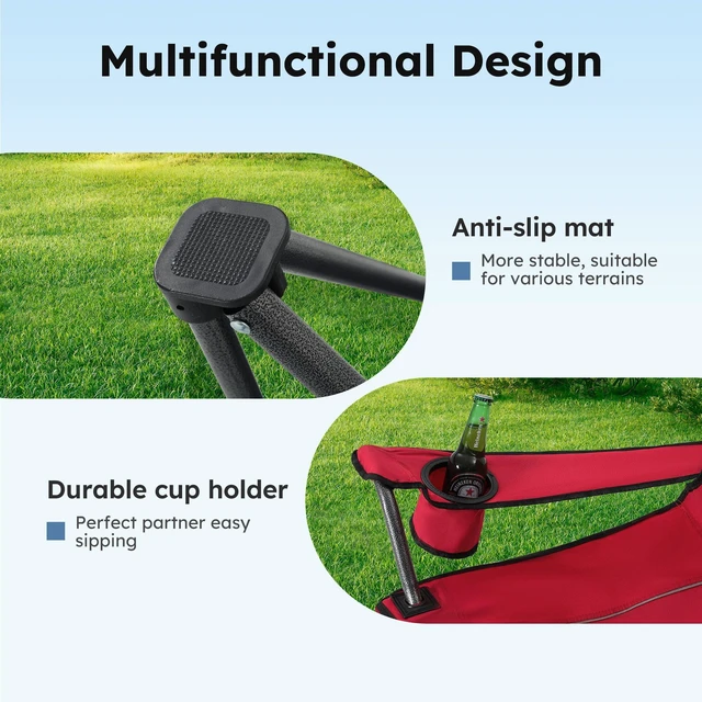 Alt view image 7 of 7 - Heavy Duty Canopy Camping Chairs with Adjustable Sunshade | Heavy duty 400 LBS, Steel Frame, Sturdy, Ergonomic,600D Oxford fabric ,Phone holder Cup holder,Carry Bag,Easy to set up