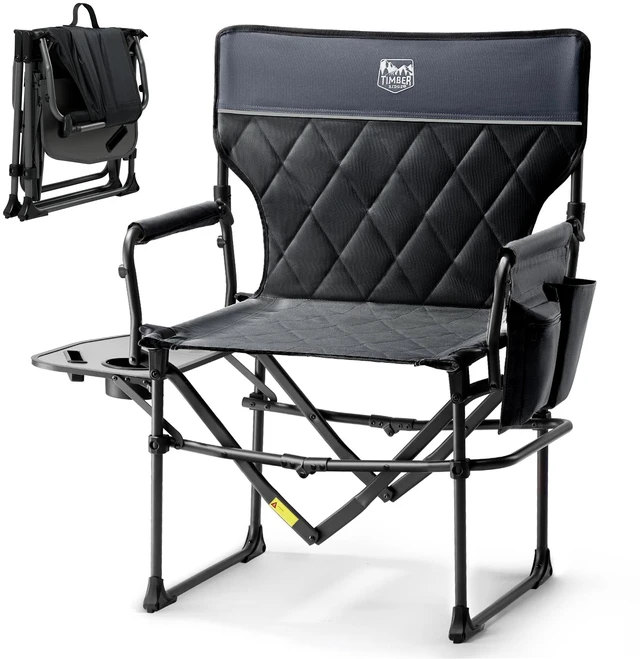 Main image of 400lbs Heavy Duty Camping Chair Portable Directors Chair | Folding Camp Chair with Side Table & Pocket Compact Size for Outdoor, Lawn, Sports and Fishing, Black