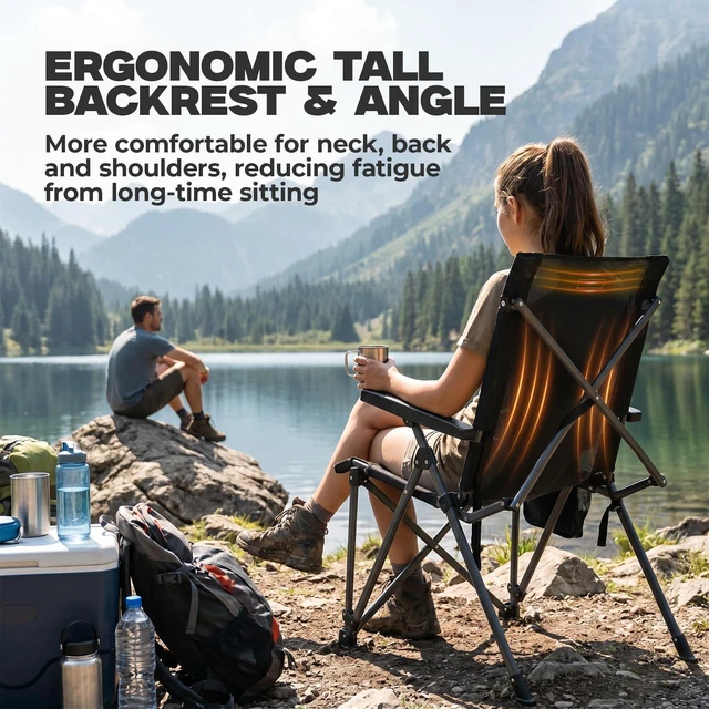 Alt view image 4 of 7 - Camping Chair, Full Mesh Folding Beach Chair Breathable High Back Portable Lawn Chair for Outdoor, Armrest, Cup Holder, Easy Use Seat for Travel, Fishing, Pinic