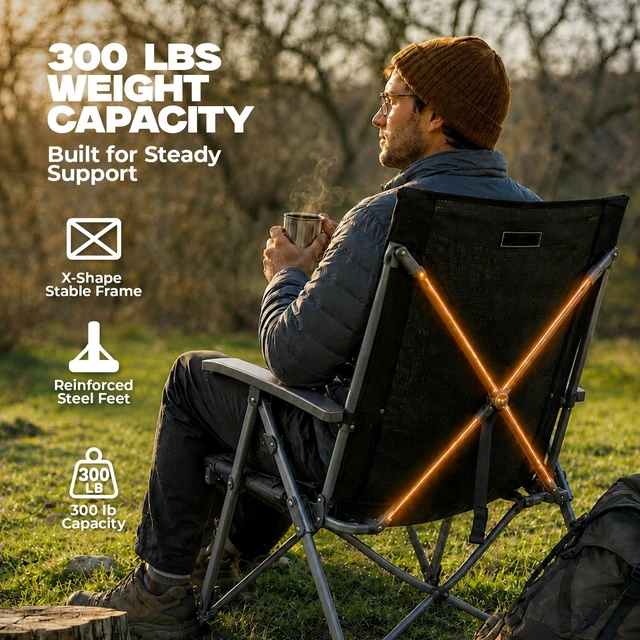 Alt view image 6 of 7 - Camping Chair, Full Mesh Folding Beach Chair Breathable High Back Portable Lawn Chair for Outdoor, Armrest, Cup Holder, Easy Use Seat for Travel, Fishing, Pinic