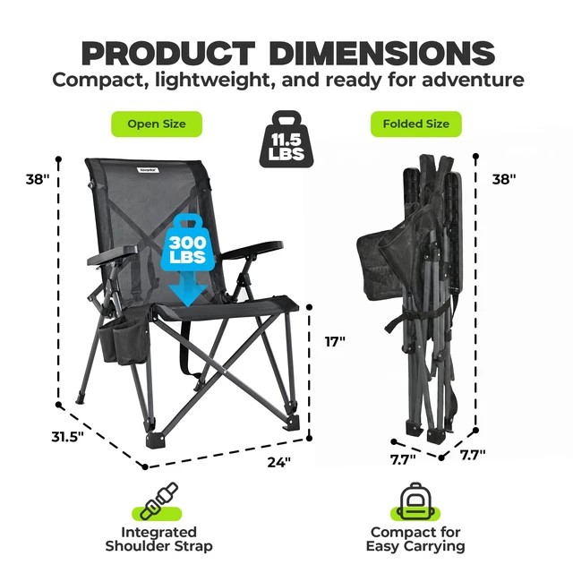 Alt view image 7 of 7 - Camping Chair, Full Mesh Folding Beach Chair Breathable High Back Portable Lawn Chair for Outdoor, Armrest, Cup Holder, Easy Use Seat for Travel, Fishing, Pinic