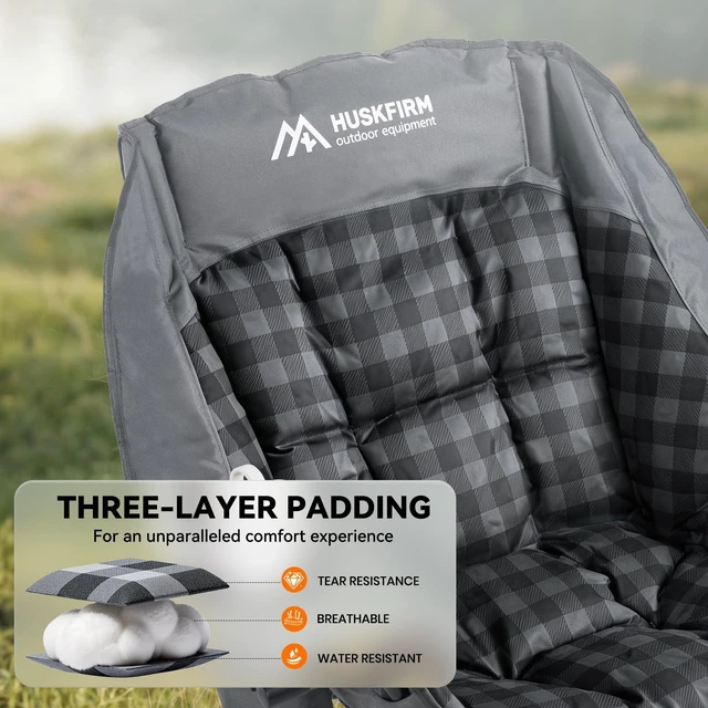 Alt view image 3 of 7 - Oversized Camping Chairs for Adults Folding Padded Camping Chair | Heavy Duty XL Camping Chair - 400LBS Support Folding Lawn Chairs for Outdoor Sports Beach Fishing with Cup Holder & Carry Bag