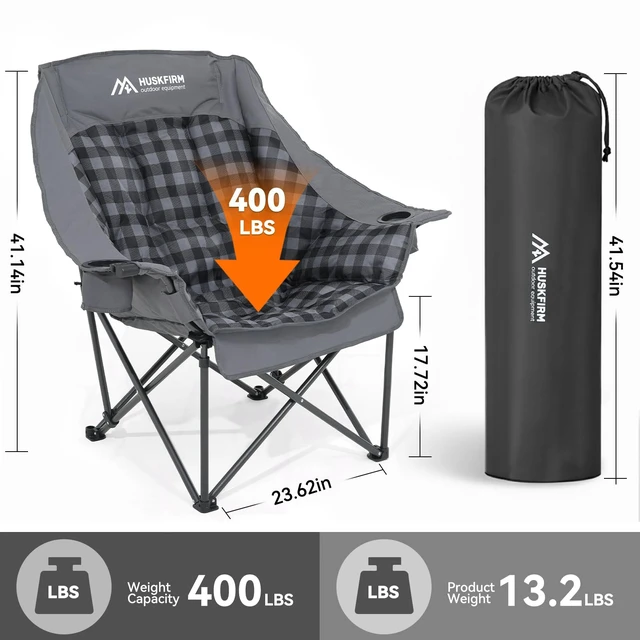 Alt view image 7 of 7 - Oversized Camping Chairs for Adults Folding Padded Camping Chair | Heavy Duty XL Camping Chair - 400LBS Support Folding Lawn Chairs for Outdoor Sports Beach Fishing with Cup Holder & Carry Bag