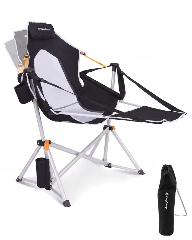 Main image of Hammock Camping Chair with Footrest & Breathable Mesh Back 400 lbs | Oversized Swinging Camping Chair for Adults, Aluminum Heavy Duty Foldable Rocker, Portable for Beach, Outdoor, RV & Backyard