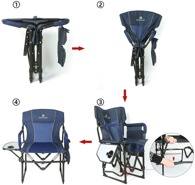 Alt view image 4 of 7 - 2 Pack Folding Camping Chair with Storage Pocket and Side Table Compact Portable Camp Chairs Outdoor for Camp Lawn Hiking Fishing Sports