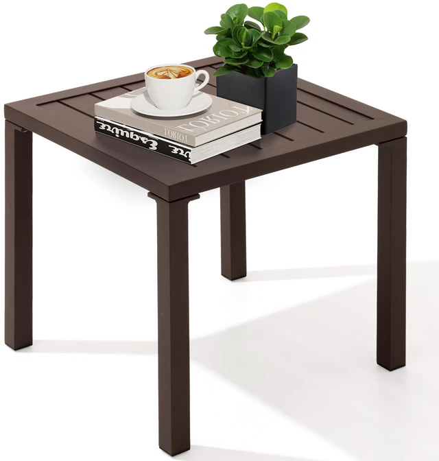 Main image of Aluminum Outdoor Side Table, Pool Lounge Chair Side Table, Weather Resistant Small Square Coffee End Table for Patio, Yard, Garden, Porch, Deck, Indoor, Outdoor