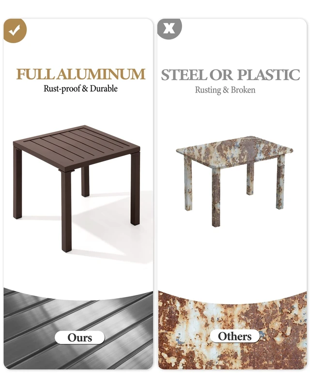 Alt view image 4 of 7 - Aluminum Outdoor Side Table, Pool Lounge Chair Side Table, Weather Resistant Small Square Coffee End Table for Patio, Yard, Garden, Porch, Deck, Indoor, Outdoor
